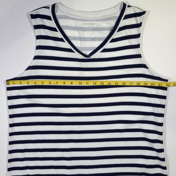 Kim Rogers - Women's Size XL - Tank Top - Blue & White Striped With Stars - Picture 7 of 10